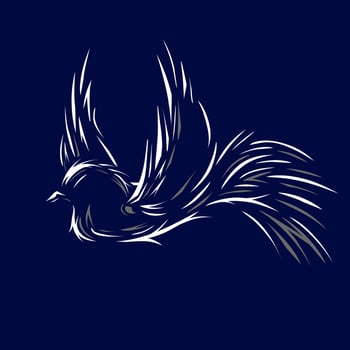 Cute bird vector silhouette line art potrait logo colorful design with dark background. Abstract vector illustration. Isolated black background for t-shirt, poster, clothing.