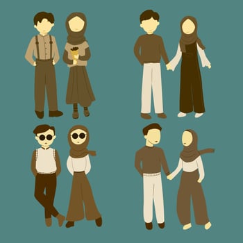 Set of islamic couple illustration vector