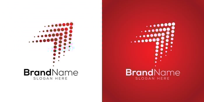 Business growth arrow logo design template on white and red background vector