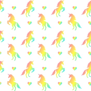 Vector seamless pattern of unicorn silhouette