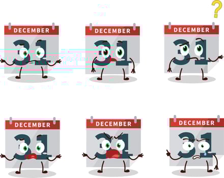 Cartoon character of december 31th calendar with what expression vector