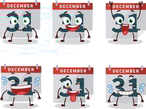 Cartoon character of december 31th calendar with smile expression vector