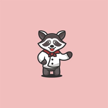 cute raccoon standing logo design vector