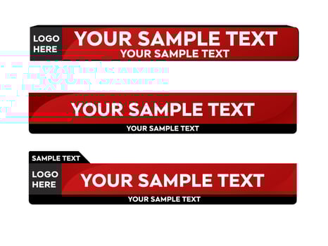 Red Lower third vector design with Red overlay strip text video. News Lower Thirds Pack Template. Vector illustration.