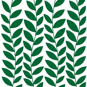 Seamless design of green leaf isolated on white background. vector