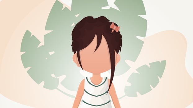 Little girl in cartoon style. Poster with a teenage girl. illustration. vector