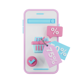 3d rendering of smartphone and Online shopping. png