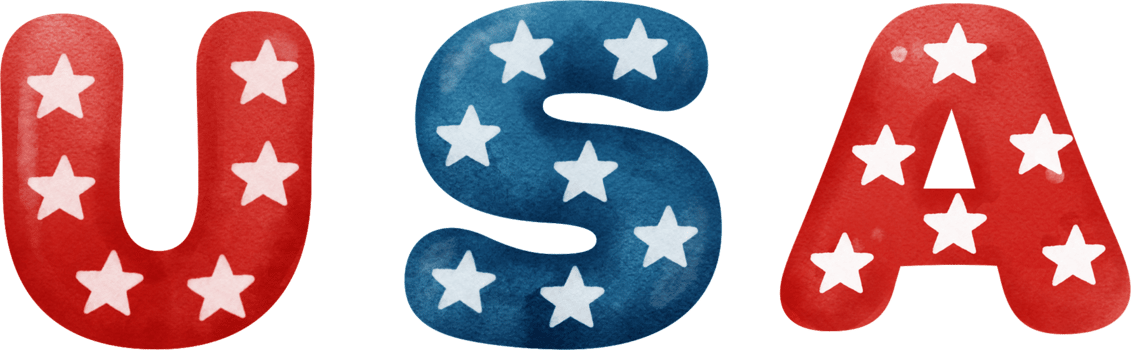 4th of July cute party decoration celebrating Independence freedom cartoon watercolour illustration png