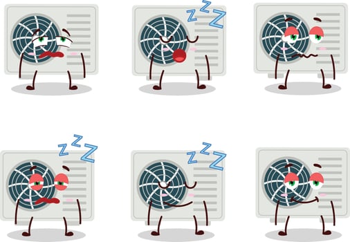 Cartoon character of air conditioner with sleepy expression vector