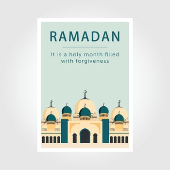 Ramadan Kareem poster design. Islamic greeting card template with ramadan for wallpaper design. vector