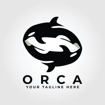 circle couple of orca killer whale logo icon vector design illustration