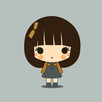 A cartoon character with a blue dress and a black skirt vector