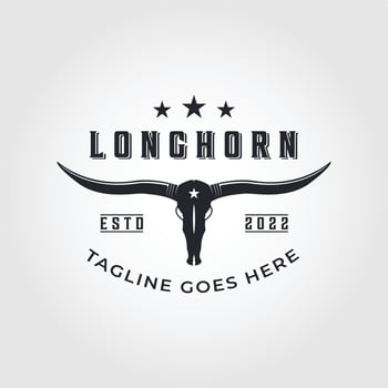 Texas Longhorn skull, Country Western Bull Cattle Vintage Label Logo Design for Family Countryside Farm vector