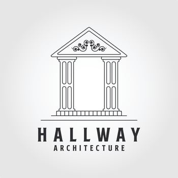 Architecture greek building symbol ancient monument icon. vector