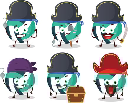 Cartoon character of volley ball with various pirates emoticons vector