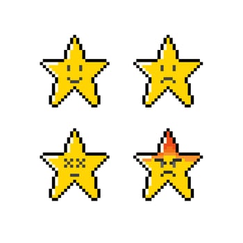 star emoticon in pixel art style vector