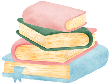 pile of cute watercolour sweet pastel modern closed book cartoon illustration png