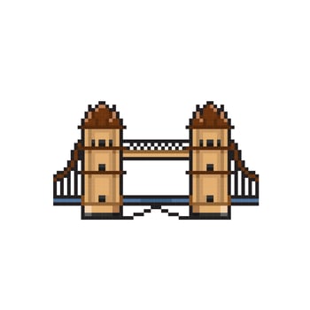 london bridge iconic building in pixel art style vector