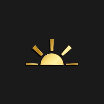 sun gold icon. Vector illustration of golden style. Summer time on dark background .