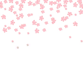 Spring Blooming Tree Branches. Nature illustration with blossom branch of pink sakura flowers. Vector template on vibrant gradient background.