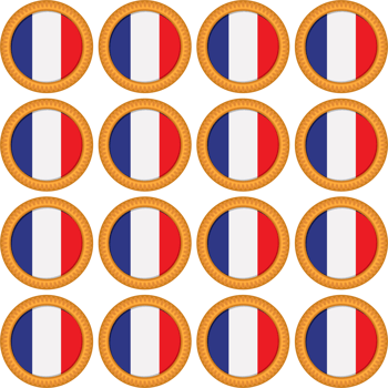 Pattern cookie with flag country France in tasty biscuit png