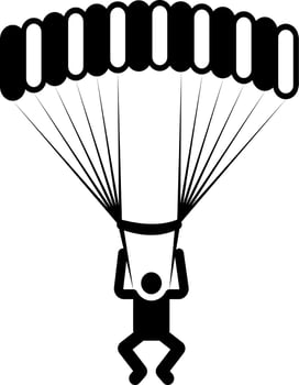 Parachute, man, icon. Summer vector icon Black Thin flat Symbol of Tourism for Web and App development Isolated on White Background. Vector on white background
