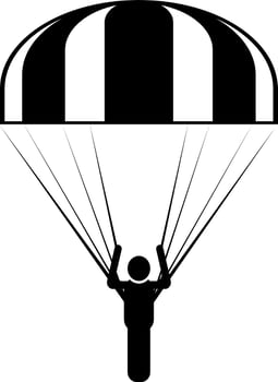 Parachute, man, icon. Summer vector icon Black Thin flat Symbol of Tourism for Web and App development Isolated on White Background. Vector on white background