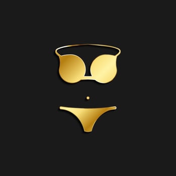 Bikini, beach, icon gold icon. Vector illustration of golden style on dark background