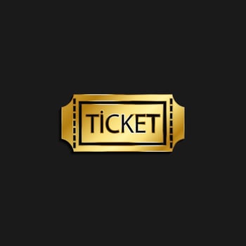 Ticket, icon gold icon. Vector illustration of golden style on dark background