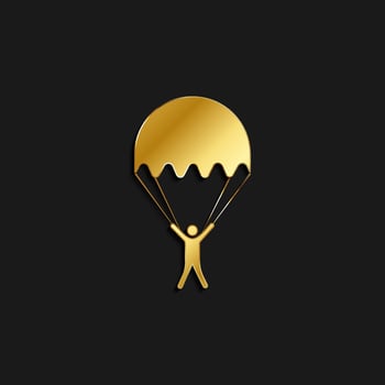 Parachute, man, icon gold icon. Vector illustration of golden style on dark background