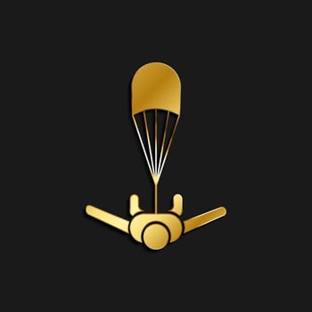 Parachute, man, icon gold icon. Vector illustration of golden style on dark background