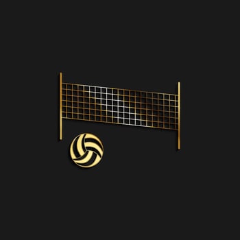 Sand, volleyball, beach, icon gold icon. Vector illustration of golden style on dark background
