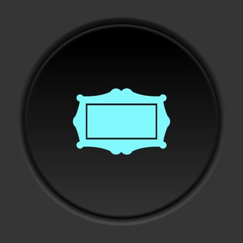 Dark button icon frame theater. Button banner round badge interface for application illustration on darken background vector