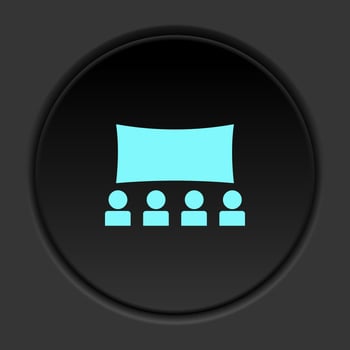 Dark button icon theater stage. Button banner round badge interface for application illustration on darken background vector