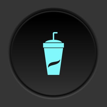 Dark button icon soda. Button banner round badge interface for application illustration on darken background vector