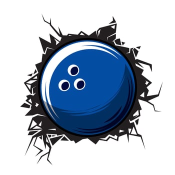 bowling cracked wall. bowling ball club graphic design logos or icons. vector illustration.