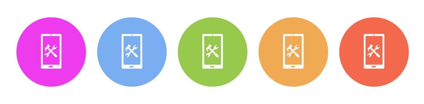 Dark button icon configuration mobile. Button banner round badge interface for application illustration on darken background vector
