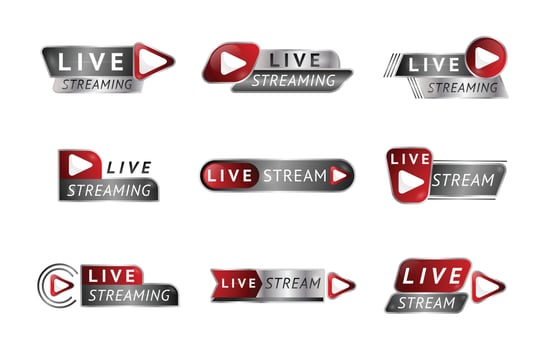 Live Streaming Badge Logo Set vector