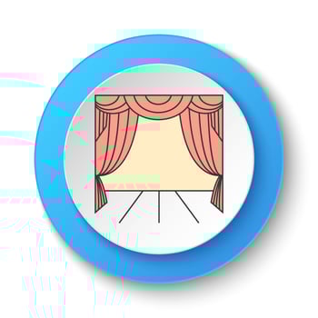 Round button for web icon, Theater curtain. Button banner round, badge interface for application illustration on white background vector