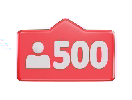 500 social media follower icon 3d rendering vector illustration