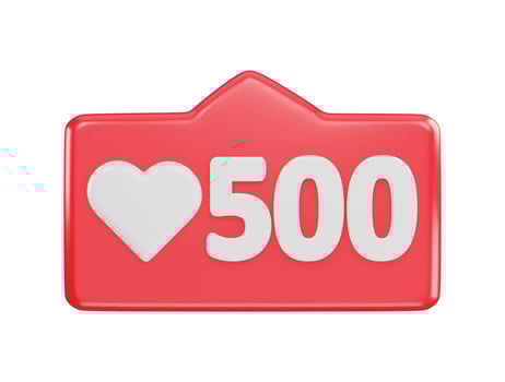 500 social media love react icon 3d rendering vector illustration
