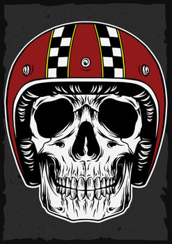 Skull With Retro Helmet Vector Illustration