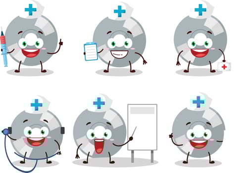 Doctor profession emoticon with compact disk cartoon character vector