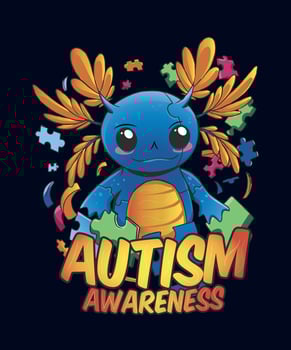 Autism Awareness Axolotl Line t-shirt vector