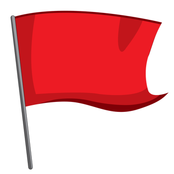 Blank Red flags on yellow staves element for designers png