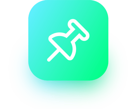 Push pin icon in square gradient colors. Thumbtack signs illustration. png
