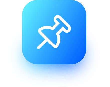 Push pin icon in square gradient colors. Thumbtack signs illustration. png