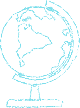 Blue globe chalk line art png