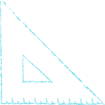 Blue set square chalk line art png