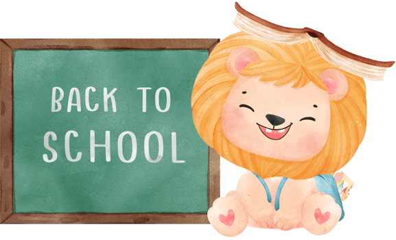cute watercolour baby lion animal kid reading book, back to school cartoon character illustration png